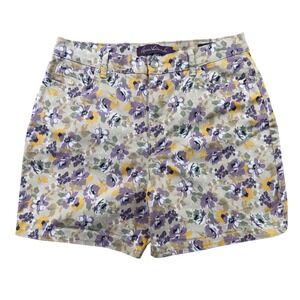 Gloria Vanderbilt Amanda Floral Summer Short Womens Size 12 High Waist Pockets
